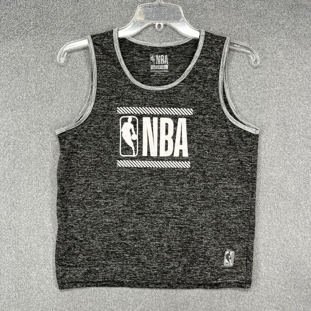 NBA Basketball Tank Top Shirt Youth Small Black Gray Sleeveless‎ Logo Athletic